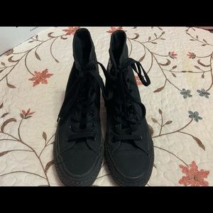 Black wedged converse hightops